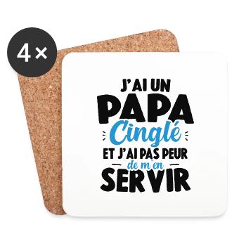 J'ai Un Papa Cinglé Cadeau Humour Papa - Dessous de verre (lot de 4) - blanc - Devant