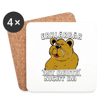 ERKLÄRBÄR IST HEUTE NICHT DA - Untersetzer (4er-Set) - Weiß - Vorne