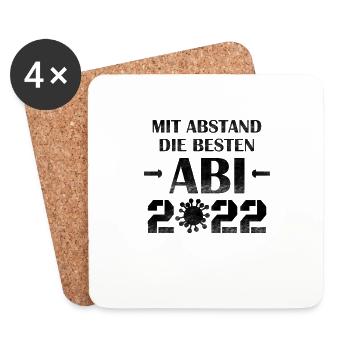 Abi 2022 - Abitur - mit Abstand die Besten, Corona - Untersetzer (4er-Set) - Weiß - Vorne