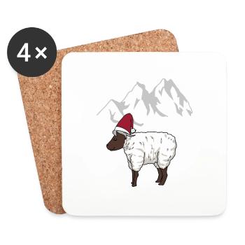 Austria, Alps, Mountains, Mountains, Mutton, Sheep, Alm - Coasters (set of 4) - white - Front
