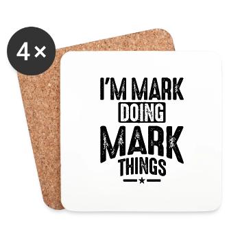 Mens Funny Personalized Name Mark - Coasters (set of 4) - white - Front