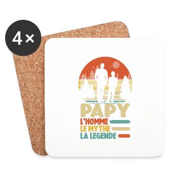 Papy L'homme Le Mythe La Légende - Dessous de verre (lot de 4) - blanc - Devant