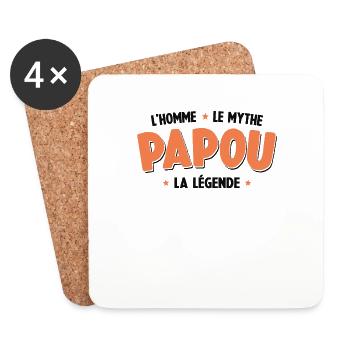 Papou L'homme Le Mythe La Légende - Dessous de verre (lot de 4) - blanc - Devant