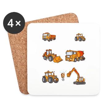 A plus tard, pelleteuse ! conception d'excavatrice - Dessous de verre (lot de 4) - blanc - Devant