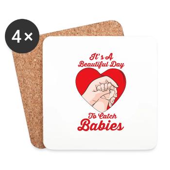 Baby Geburt Hebamme Geburtshilfe Geburtshelferin - Untersetzer (4er-Set) - Weiß - Vorne
