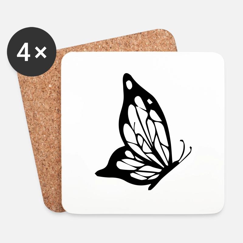 schmetterling - Untersetzer (4er-Set) - Weiß