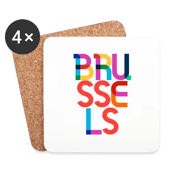Brussels Belgium Pop Art Letters - Coasters (set of 4) - white - Front