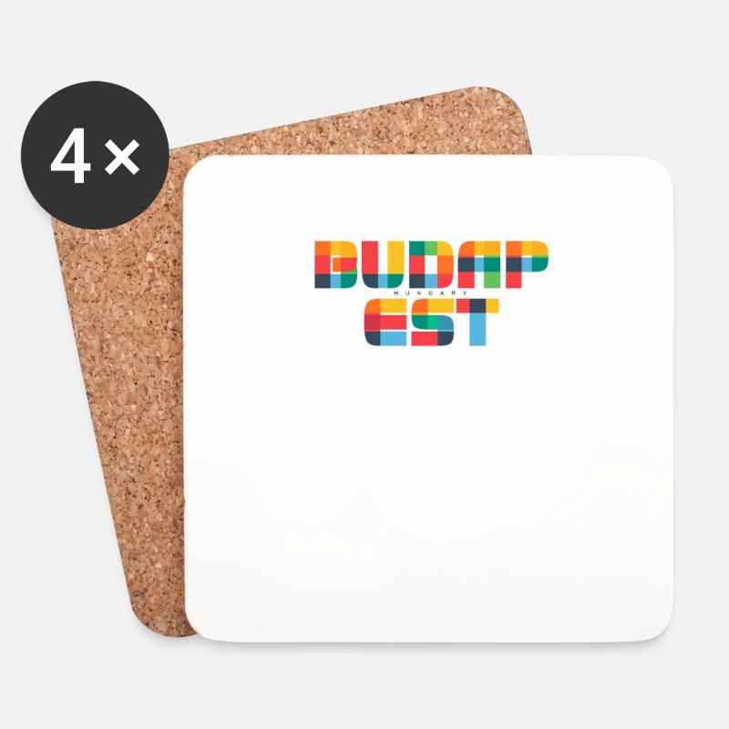 Budapest Ungarn CMYK Pop Art Stil - Untersetzer (4er-Set) - Weiß