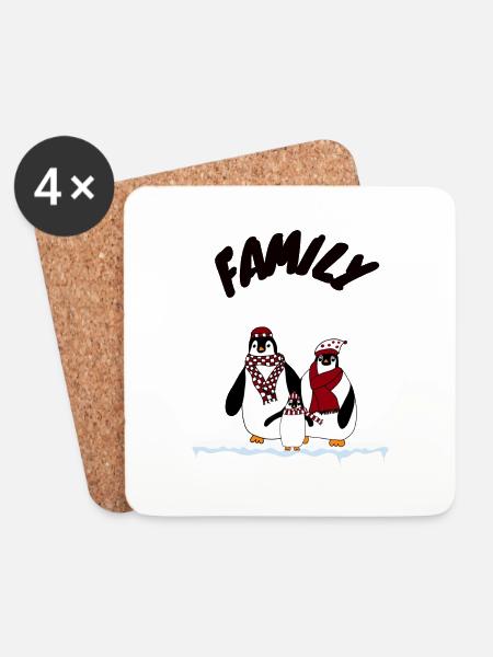 Penguin Family - Coasters (set of 4) - white