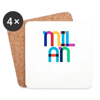Milan Italy Pop Art Letters - Coasters (set of 4) - white - Front