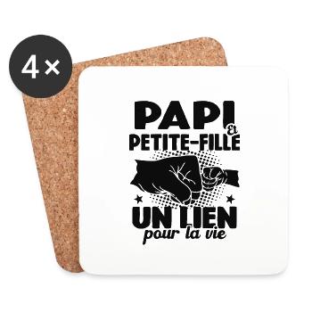 Cadeau Papi Et Petite-fille Un Lien Pour La Vie - Dessous de verre (lot de 4) - blanc - Devant