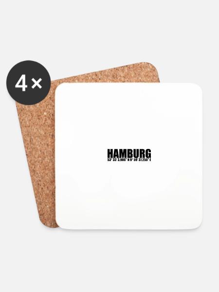 Hamburg koordinaten - Untersetzer (4er-Set) - Weiß