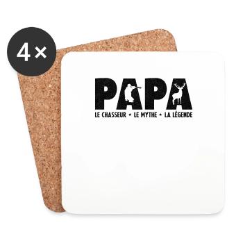 Papa Le Chasseur L'homme Le Mythe La Légende - Dessous de verre (lot de 4) - blanc - Devant