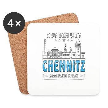 AUS DEM WEG CHEMNITZ BRAUCHT MICH - Untersetzer (4er-Set) - Weiß - Vorne