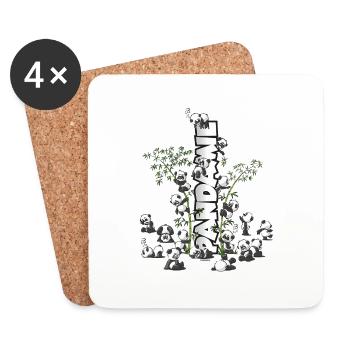 Panda's "Pandamie" cute cuddly panda bears - Coasters (set of 4) - white - Front