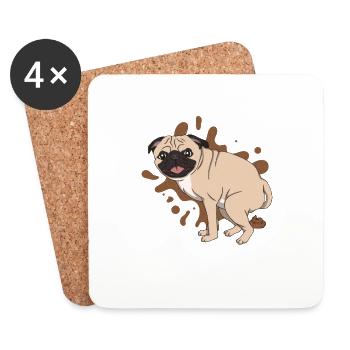 Carlin caca tas de caca - Dessous de verre (lot de 4) - blanc - Devant