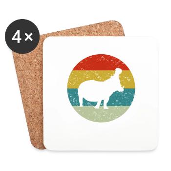 retro vintage hippo - Coasters (set of 4) - white - Front