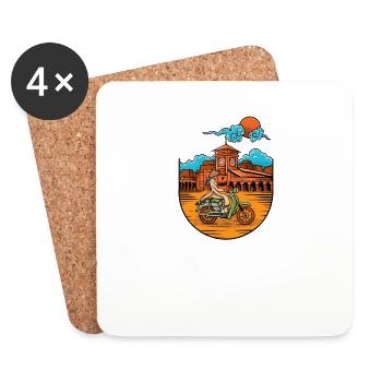 Vietnam I Saigon Scooter Pho Bo Motif de voyage pour - Dessous de verre (lot de 4) - blanc - Devant