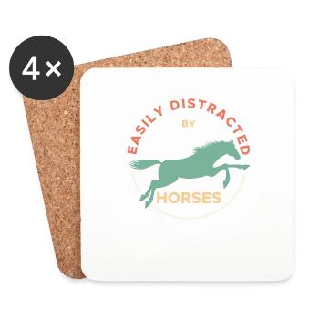 Easily Distracted By Horses Horse Rider Horses - Untersetzer (4er-Set) - Weiß - Vorne