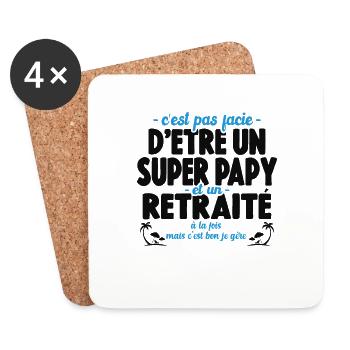 Cadeau De Retraite Pour Un Super Papy Retraité - Dessous de verre (lot de 4) - blanc - Devant