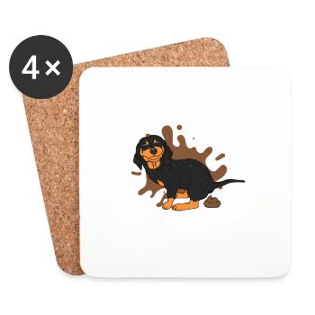 Dachshund poops pile - Coasters (set of 4) - white - Front