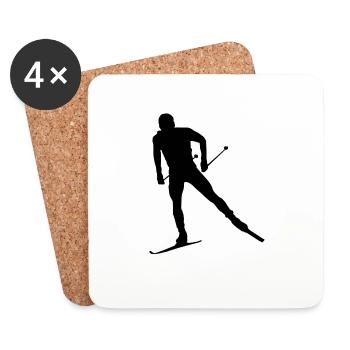 Langlauf Classic Herren Langlauf Skating Damen - Untersetzer (4er-Set) - Weiß - Vorne