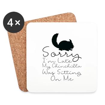 Je suis en retard, mon chinchilla est assis sur moi - Dessous de verre (lot de 4) - blanc - Devant