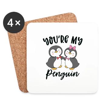 Vous êtes mes amoureux de la Saint-Valentin Penguin - Dessous de verre (lot de 4) - blanc - Devant