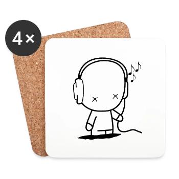 Homme avec casque, partition de musique concert party - Dessous de verre (lot de 4) - blanc - Devant