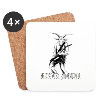 black metal, baphomet mit e gitarren, musiker, git - Untersetzer (4er-Set) - Weiß - Vorne