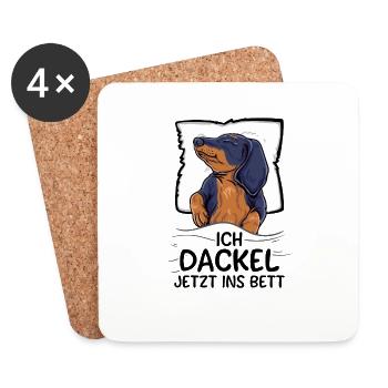 Offizielles Schlafshirt Ich Dackel Jetzt Ins Bett - Untersetzer (4er-Set) - Weiß - Vorne