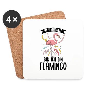 Flamingo - Untersetzer (4er-Set) - Weiß - Vorne
