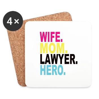 Wife Mom Lawyer Hero - Coasters (set of 4) - white - Front