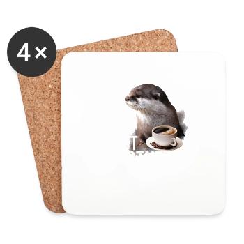 T-shirt Funny Otter - Juste un autre jour pour Otter - Dessous de verre (lot de 4) - blanc - Devant
