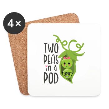 Two Peas in a Pod Valentines Day In Love - Coasters (set of 4) - white - Front