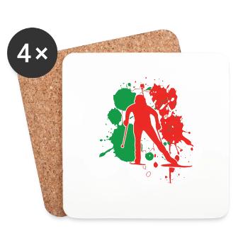 Italien Flagge Biathlonist - Biathlon - Untersetzer (4er-Set) - Weiß - Vorne