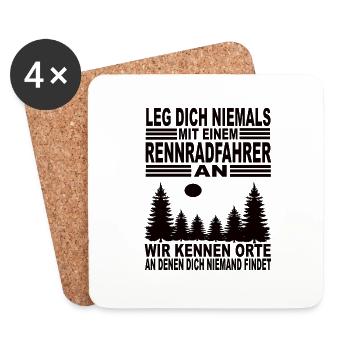Leg Dich Niemals Mit einem Rennradfahrer An - Untersetzer (4er-Set) - Weiß - Vorne