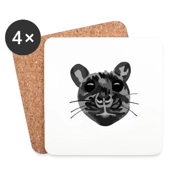 Le Rat Noir - Rat noir - Dessous de verre (lot de 4) - blanc - Devant