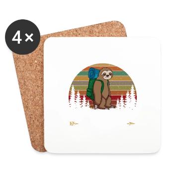 sloth hiking team we will get there when we get th - Coasters (set of 4) - white - Front