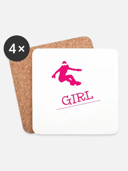 Snowboard Girl Wintersport Ski Snow - Untersetzer (4er-Set) - Weiß