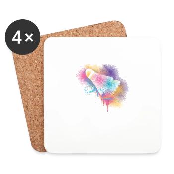 Racket Ball Sport Colorful Badminton Badminton Badminton - Coasters (set of 4) - white - Front