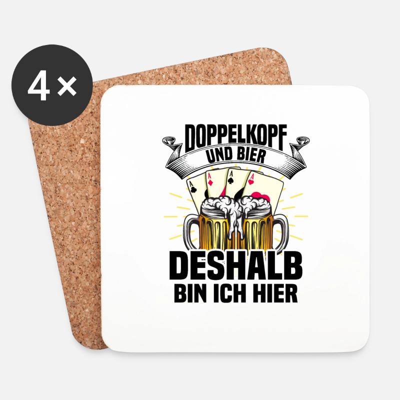 Doppelkopf - Untersetzer (4er-Set) - Weiß