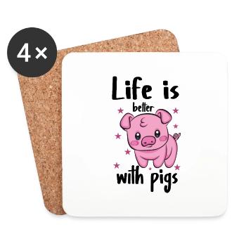 Pig - Coasters (set of 4) - white - Front