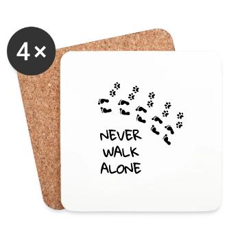 Never walk alone - gift dog footprint - Coasters (set of 4) - white - Front