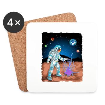 astronaute sur Mars - Dessous de verre (lot de 4) - blanc - Devant