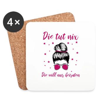 Braut Lustiger Spruch - Untersetzer (4er-Set) - Weiß - Vorne