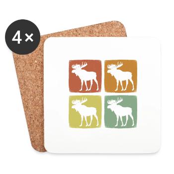 Vintage Elch Retro Wildtier - Untersetzer (4er-Set) - Weiß - Vorne