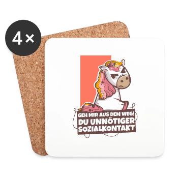 Anime Slap - Hau Ab Unnötiger Sozialkontakt - Untersetzer (4er-Set) - Weiß - Vorne