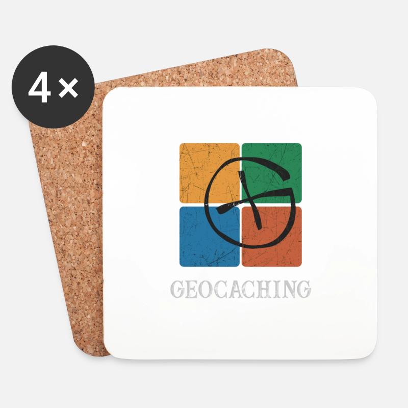 Geocaching Geocacher - Untersetzer (4er-Set) - Weiß