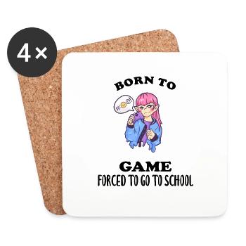 Born To Game Forced To Go To School - Coasters (set of 4) - white - Front